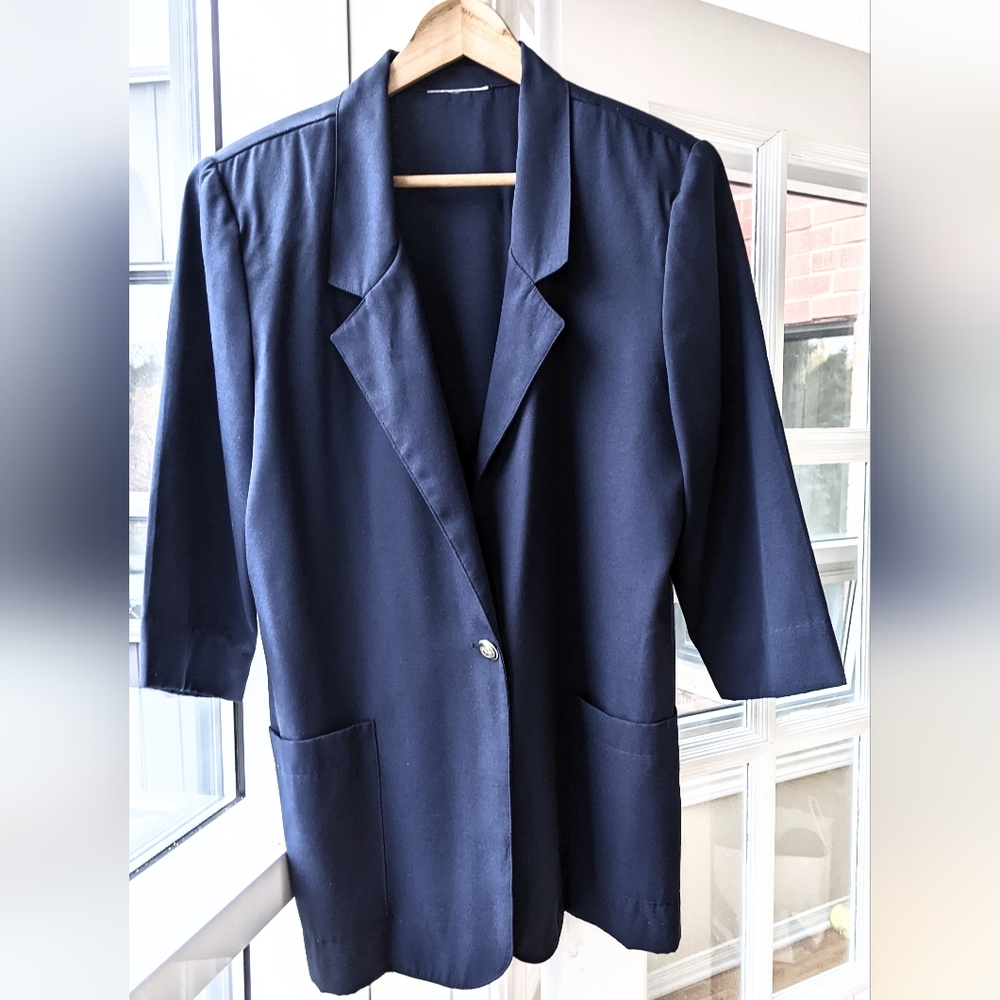 Single Button Navy Campus Jacket. Size 16P.